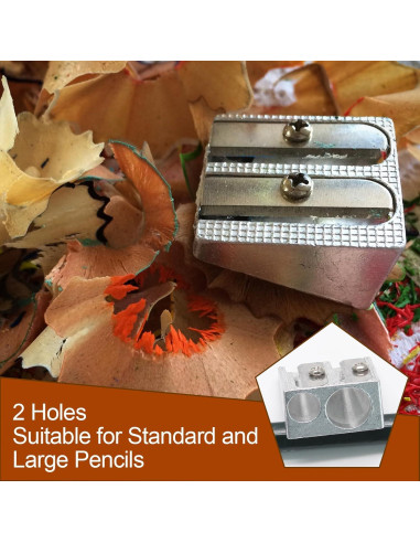 Paquete de 8 Sacapuntas de Metal Bonsicoky 2 Agujeros Plata