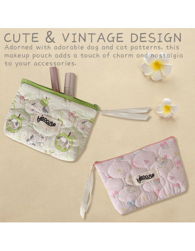 Estuche Cosmético Acolchado Tizee 2Pack Vintage Algodón