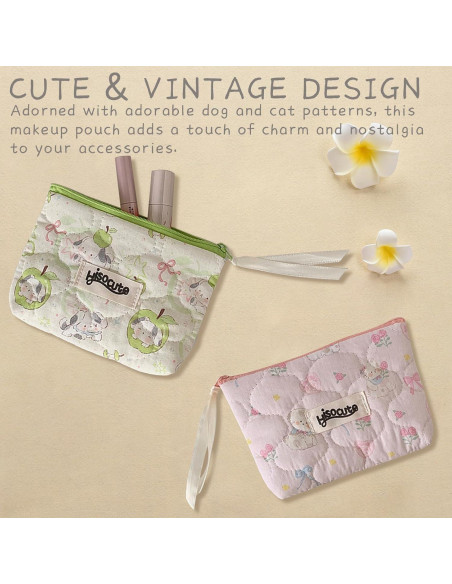 Estuche Cosmético Acolchado Tizee 2Pack Vintage Algodón