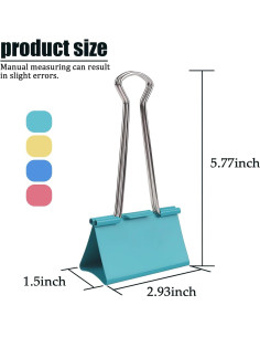 Clip de carpeta jumbo Ykimok 7.62 cm colores variados - 8 unidades 2
