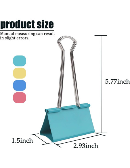 Clip de carpeta jumbo Ykimok 7.62 cm colores variados - 8 unidades