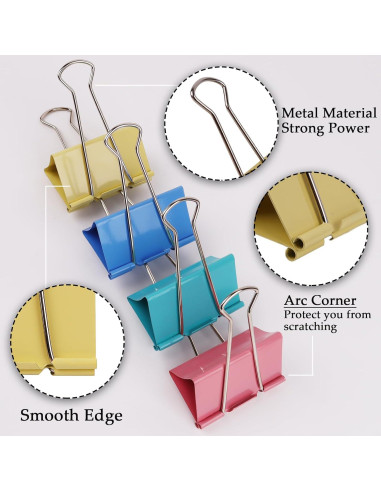 Clip de carpeta jumbo Ykimok 7.62 cm colores variados - 8 unidades