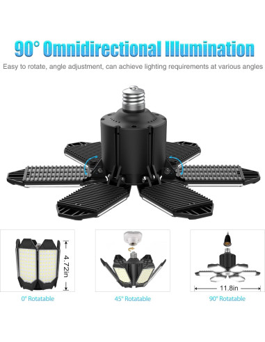 Bombilla LED Deformable 100W BRAINIAC con 6 Paneles Ajustables