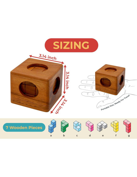 Cubo Rompecabezas de Madera BSIRI 6.35cm para Adultos y Niños