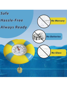 Termómetro de piscina flotante PVC irrompible 1.68" fácil lectura 2
