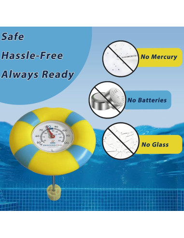 Termómetro de piscina flotante PVC irrompible 1.68" fácil lectura