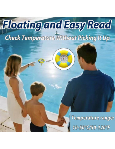 Termómetro de piscina flotante PVC irrompible 1.68" fácil lectura