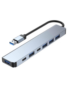 Hub USB 3.0 7 en 1 Aluminio ukiism con Puerto de Carga