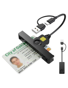 Lector CAC 2 en 1 Rocketek Tipo C USB Plegable Negro