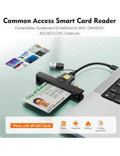 Lector CAC 2 en 1 Rocketek Tipo C USB Plegable Negro 2