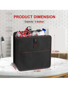 Basurero de Auto Simple Deluxe Plegable Impermeable 28L Negro 2