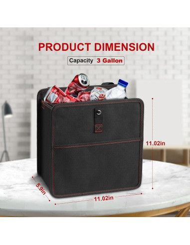 Basurero de Auto Simple Deluxe Plegable Impermeable 28L Negro