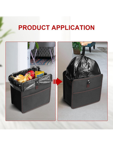 Basurero de Auto Simple Deluxe Plegable Impermeable 28L Negro