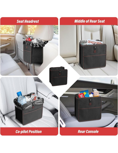 Basurero de Auto Simple Deluxe Plegable Impermeable 28L Negro