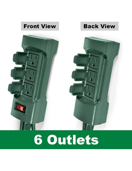 Estaca de Potencia Exterior BESTTEN 6 Salidas 9 Pies Verde