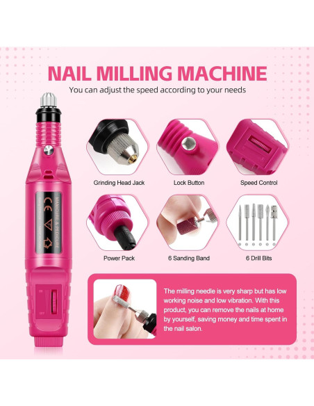 Kit de Uñas Acrílicas COSCELIA con Taladro y Luz UV 40pcs