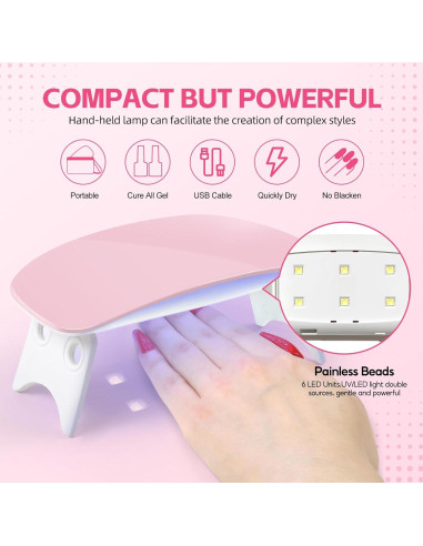 Kit de Uñas Acrílicas COSCELIA con Taladro y Luz UV 40pcs