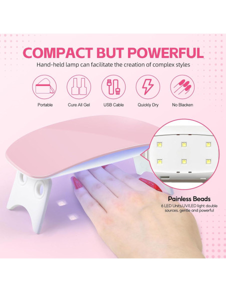 Kit de Uñas Acrílicas COSCELIA con Taladro y Luz UV 40pcs