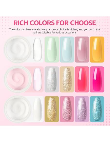 Kit de Uñas Acrílicas COSCELIA con Taladro y Luz UV 40pcs