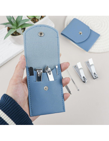 Set de Manicura 20 Piezas HDFCLUP Acero Inoxidable Azul 4 en 1