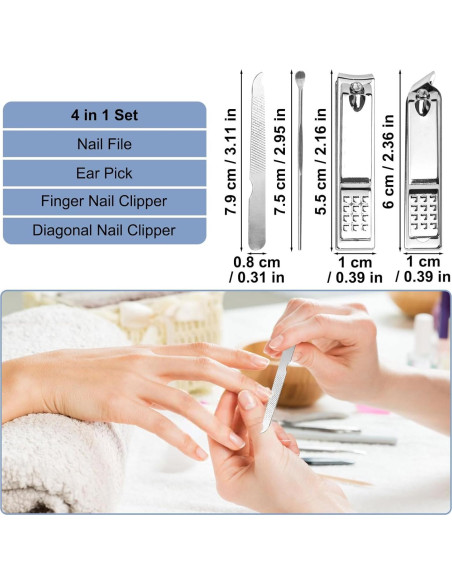 Set de Manicura 20 Piezas HDFCLUP Acero Inoxidable Azul 4 en 1