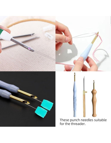 10 Enhebradores de Agujas Acero Inoxidable 20 cm para Bordado