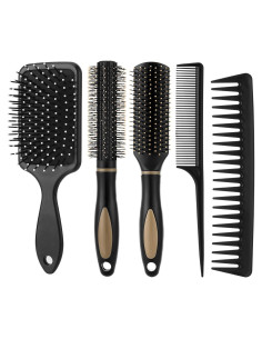 Juego de 5 Cepillos para el Cabello ProSuites - Desenredantes y Peines
