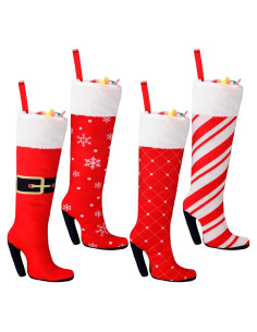Suhine 4 Medias de Navidad Colgantes 40.64 cm Tacones Altos