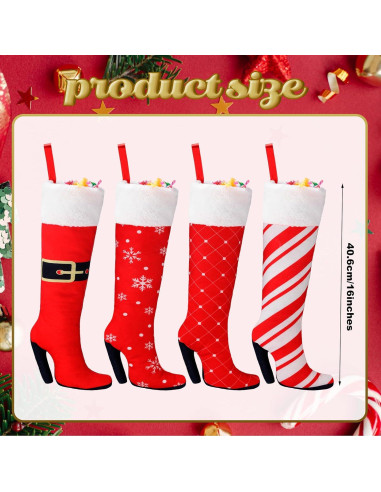 Suhine 4 Medias de Navidad Colgantes 40.64 cm Tacones Altos