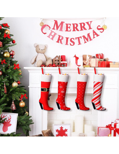 Suhine 4 Medias de Navidad Colgantes 40.64 cm Tacones Altos