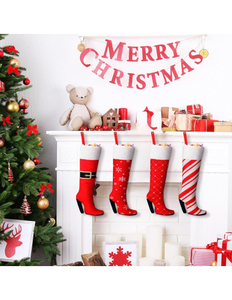 Suhine 4 Medias de Navidad Colgantes 40.64 cm Tacones Altos