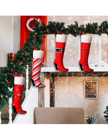 Suhine 4 Medias de Navidad Colgantes 40.64 cm Tacones Altos