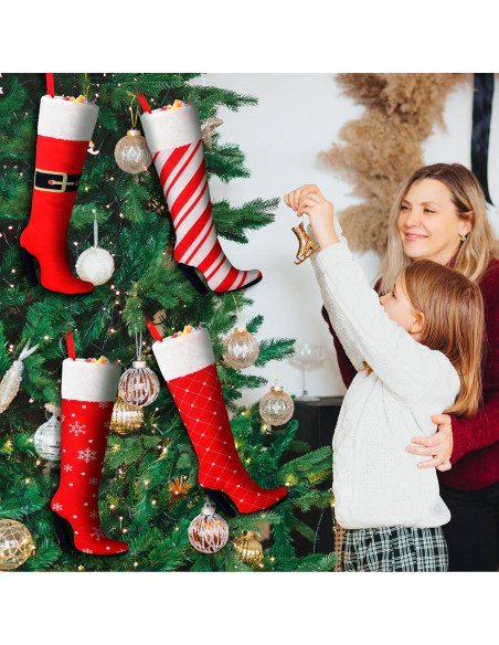 Suhine 4 Medias de Navidad Colgantes 40.64 cm Tacones Altos