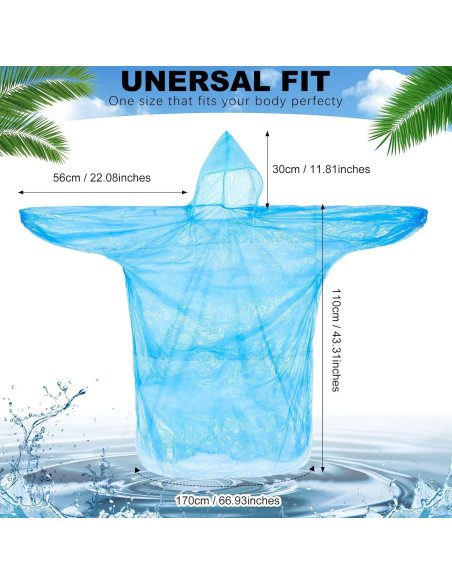 Ponchos de Lluvia Desechables Hercicy 300 Pcs Adultos Impermeables