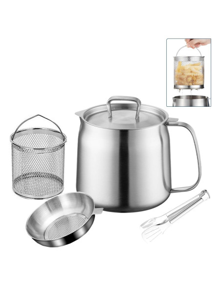 Freidora de Aceite Multifuncional Acero Inoxidable 2L