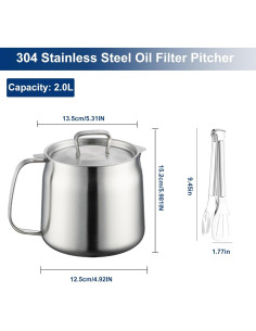 Freidora de Aceite Multifuncional Acero Inoxidable 2L 2