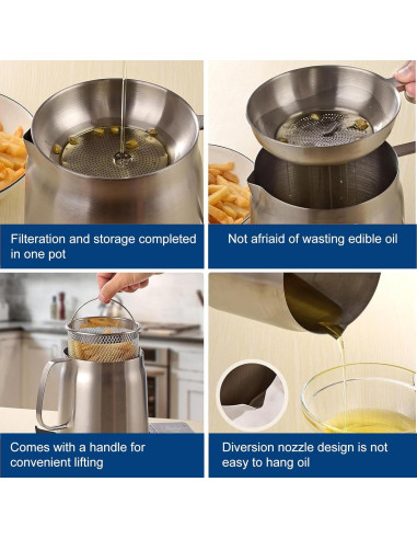 Freidora de Aceite Multifuncional Acero Inoxidable 2L