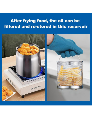 Freidora de Aceite Multifuncional Acero Inoxidable 2L