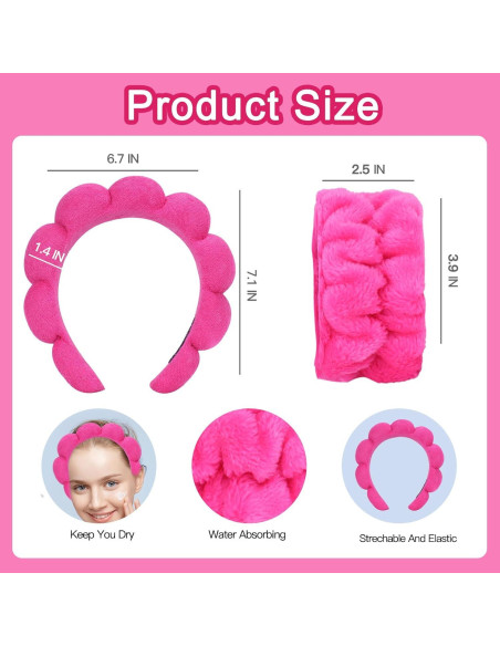 Conjunto Diadema y Muñequera Beleki Spa Rosa Fucsia 3 Piezas