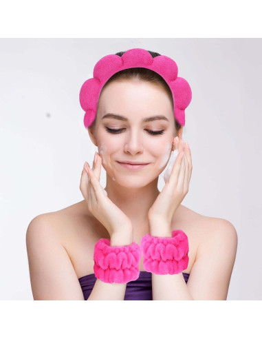 Conjunto Diadema y Muñequera Beleki Spa Rosa Fucsia 3 Piezas