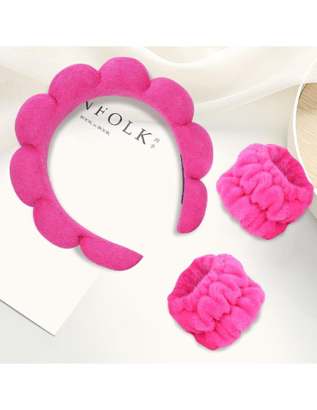 Conjunto Diadema y Muñequera Beleki Spa Rosa Fucsia 3 Piezas