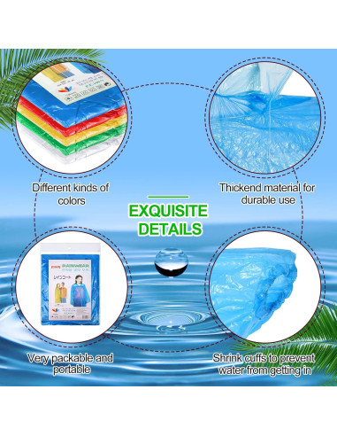 Ponchos de Lluvia Desechables Hercicy 300 Pcs Adultos Impermeables