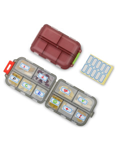 Paquete de 2 Organizadores de Pastillas Portátiles Pillzar con 10 Compartimentos