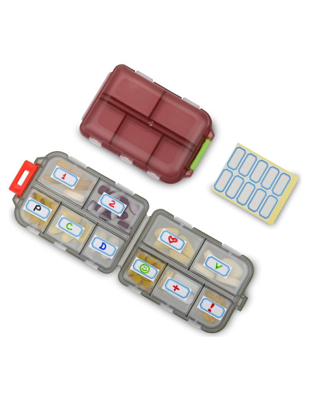 Paquete de 2 Organizadores de Pastillas Portátiles Pillzar con 10 Compartimentos