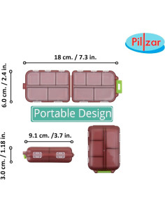 Paquete de 2 Organizadores de Pastillas Portátiles Pillzar con 10 Compartimentos 2