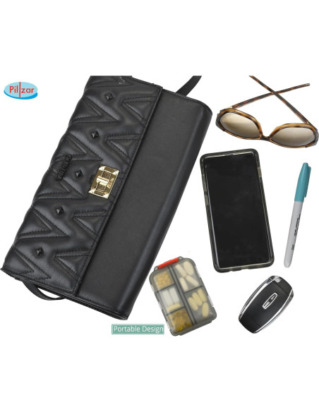 Paquete de 2 Organizadores de Pastillas Portátiles Pillzar con 10 Compartimentos