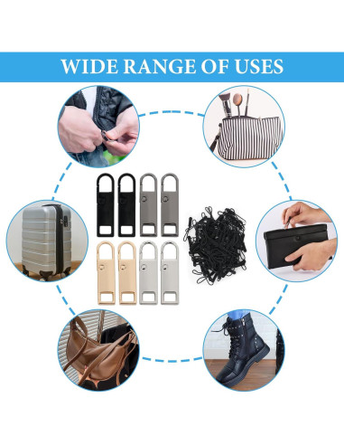 8 Tiradores de Cremallera Reemplazo Panthra con 100 Cuerdas