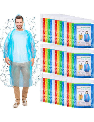 Ponchos de Lluvia Desechables Hercicy 300 Pcs Adultos Impermeables