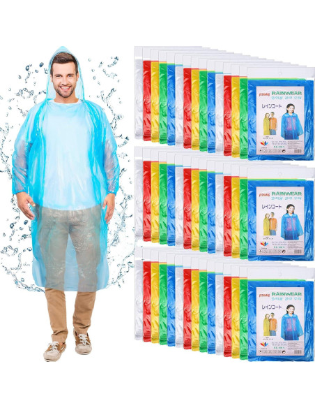 Ponchos de Lluvia Desechables Hercicy 300 Pcs Adultos Impermeables