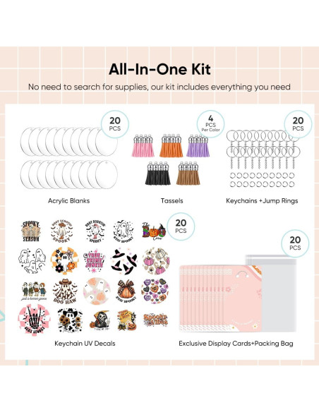 Juego de Llaveros Acrílicos YOPPIX 140 PCS Halloween DIY